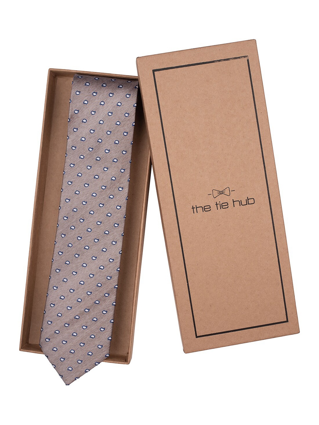 

The Tie Hub Men Woven Design Pure Silk Broad Tie, Grey