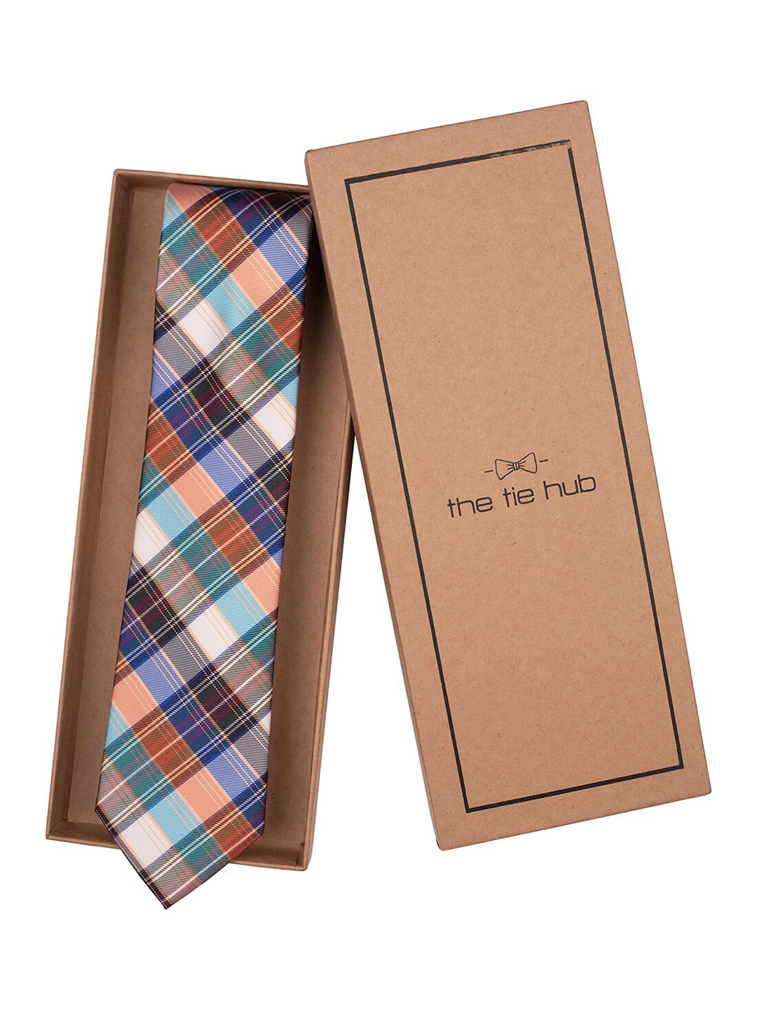 

The Tie Hub Men Checked Broad Tie, Blue