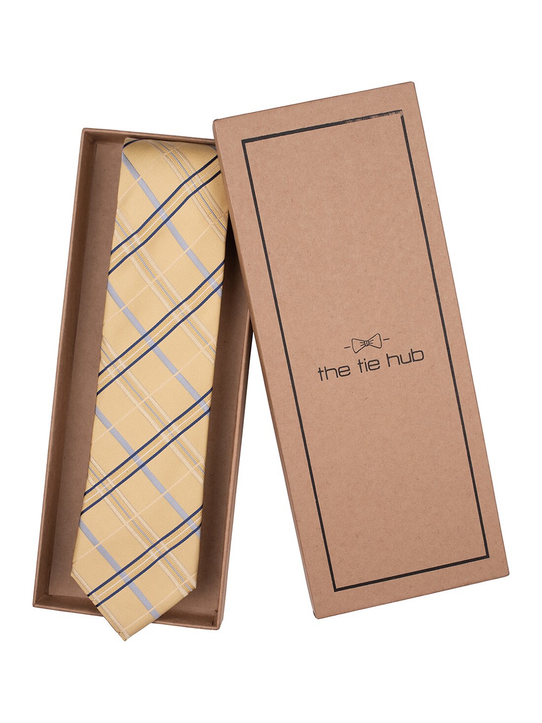 

The Tie Hub Men Checked Broad Tie, Yellow