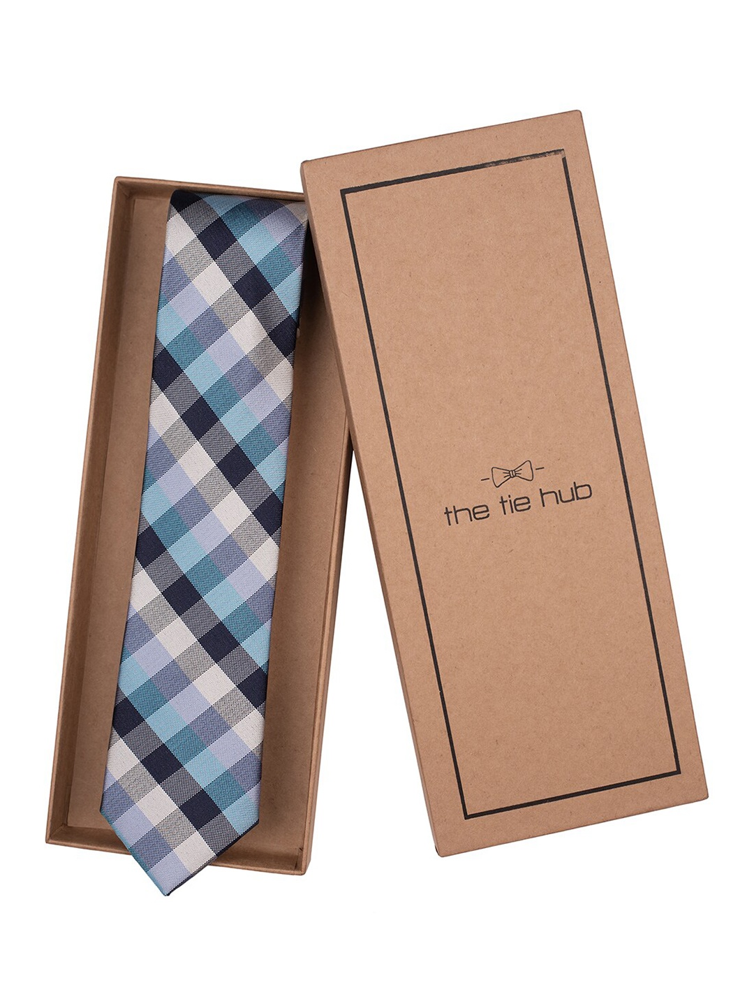 

The Tie Hub Men Checked Broad Tie, Blue