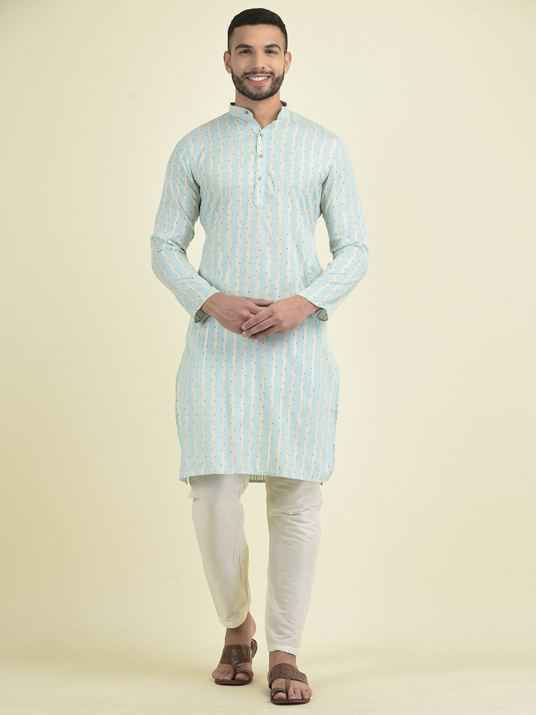 

DEYANN Men Woven Design Kurta with Pyjamas, Blue