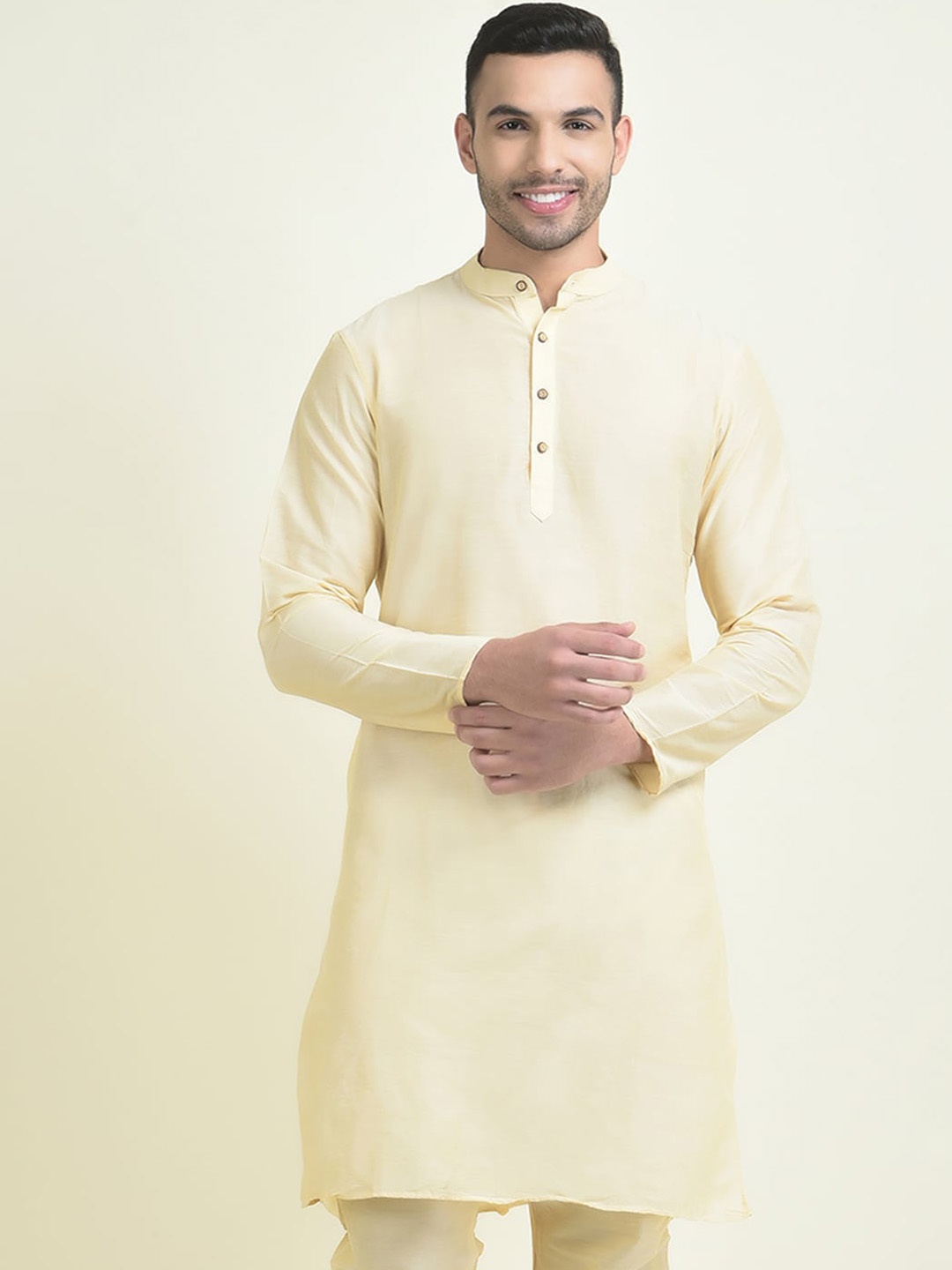 

DEYANN Men Kurta with Pyjamas, Cream