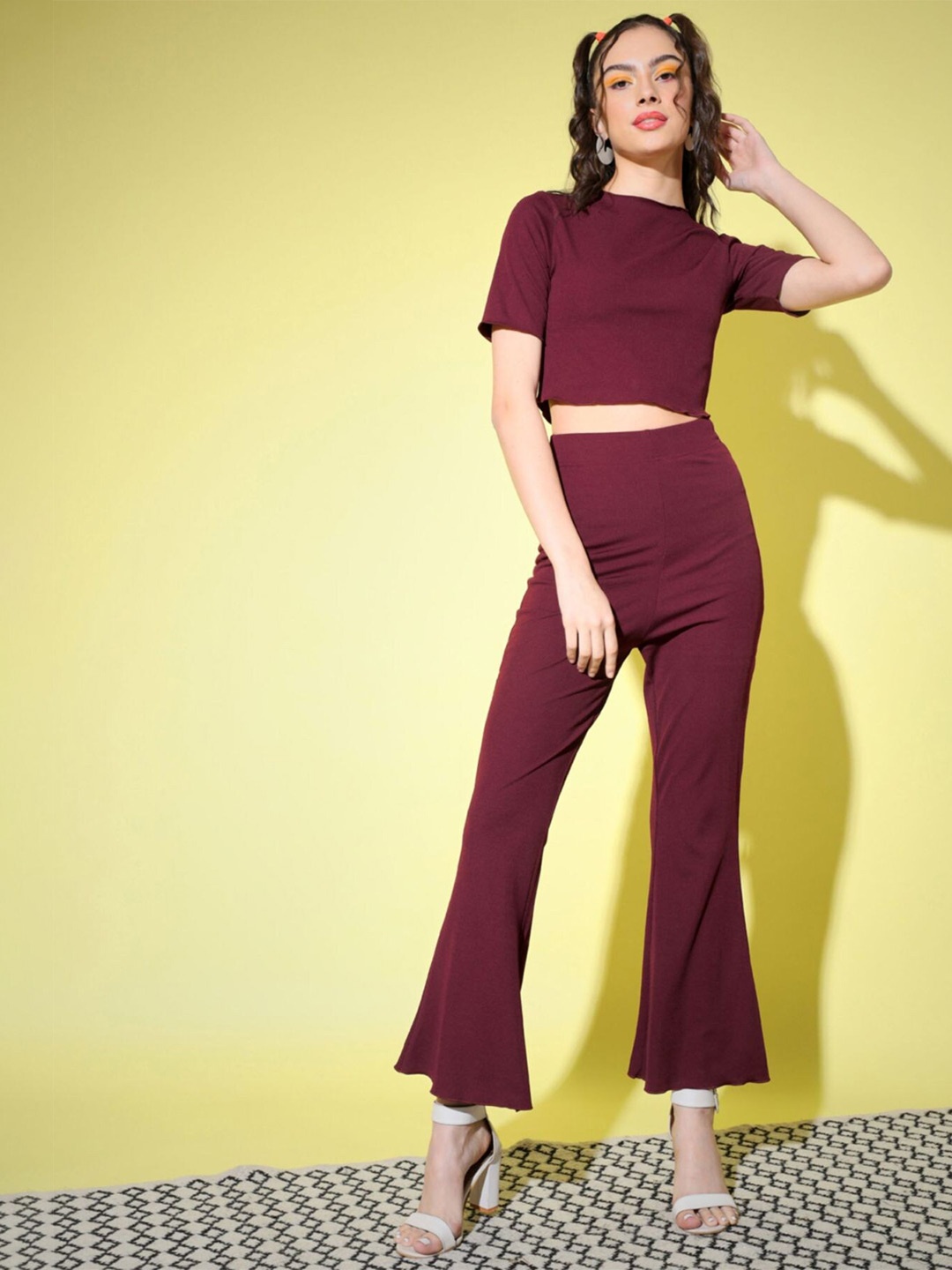 

Shopping Queen Solid Co-ords, Maroon