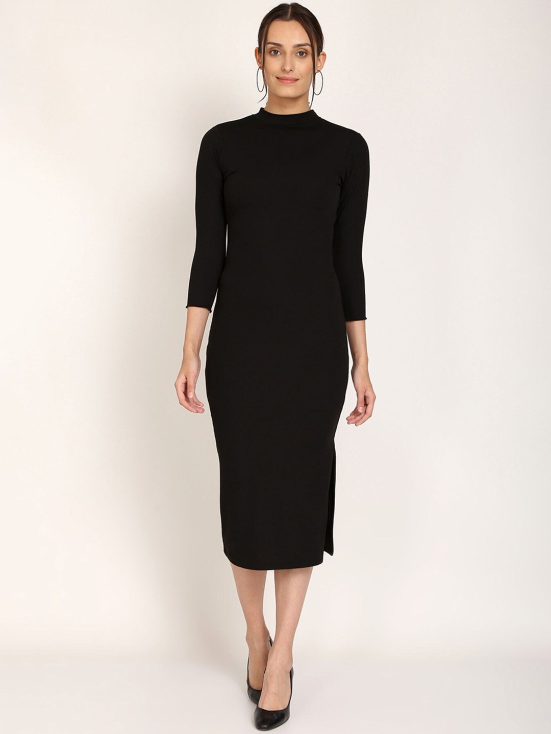 

Shopping Queen High Neck Bodycon Midi Dress, Black