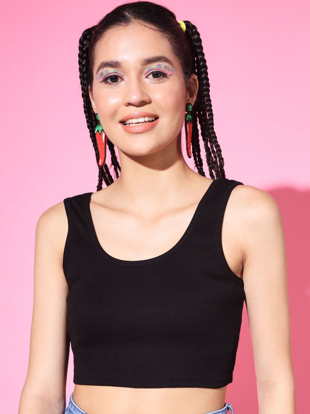 

Shopping Queen Bralette Cotton Crop Top, Black