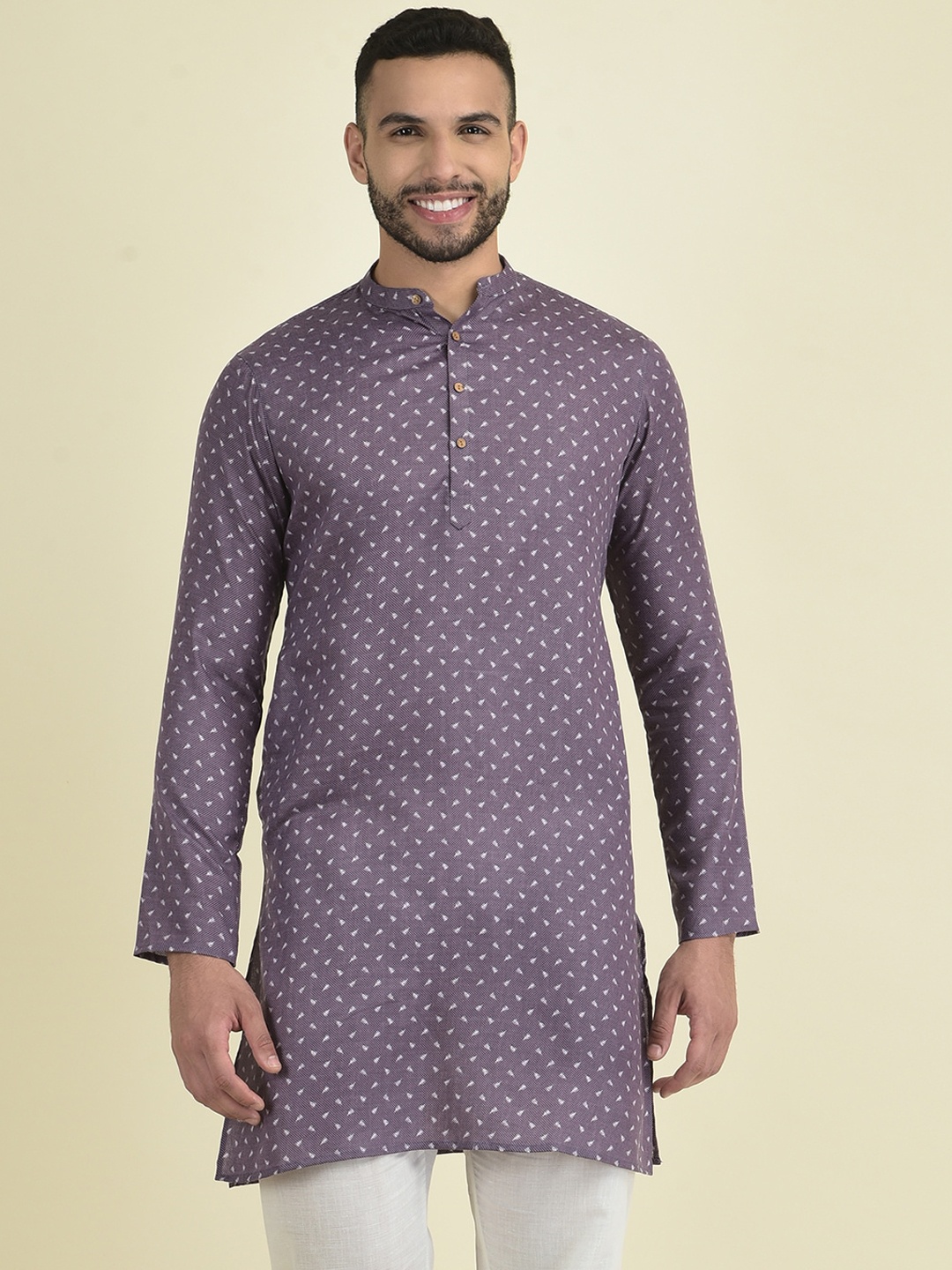 

DEYANN Men Printed Kurta with Pyjamas, Purple