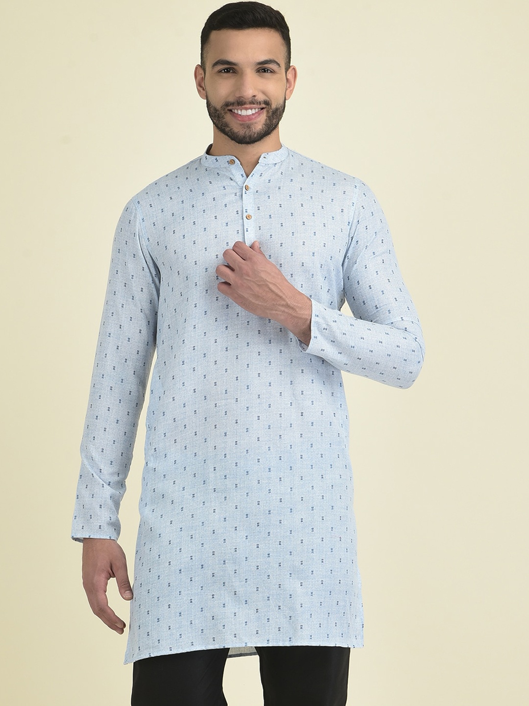 

DEYANN Men Ethnic Motifs Printed Kurta with Pyjamas, Blue