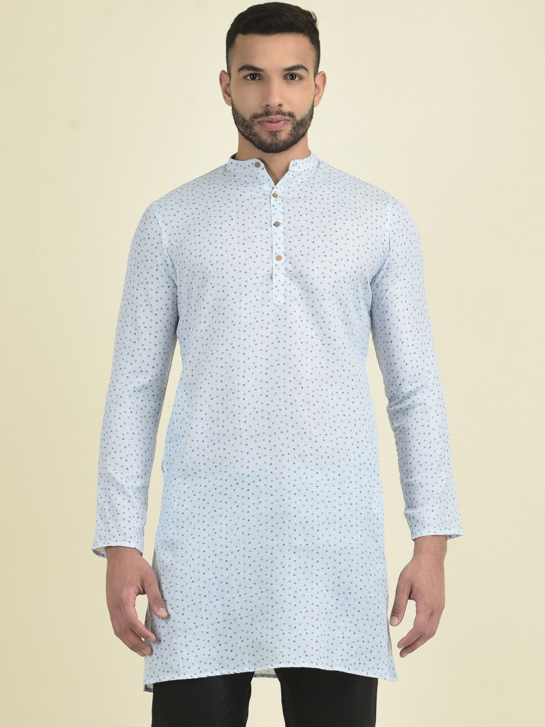 

DEYANN Men Ethnic Motifs Printed Kurta with Pyjamas, Blue