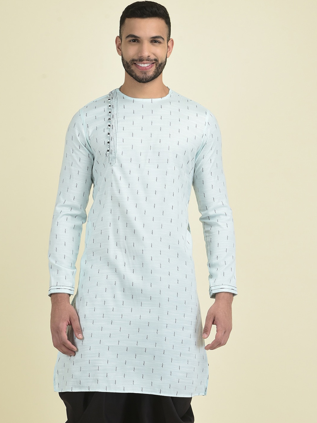 

DEYANN Men Woven Design Kurta with Patiala, Blue