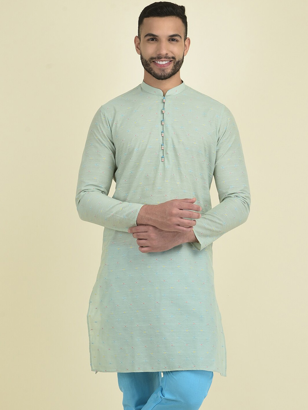 

DEYANN Men Kurta with Pyjamas, Green