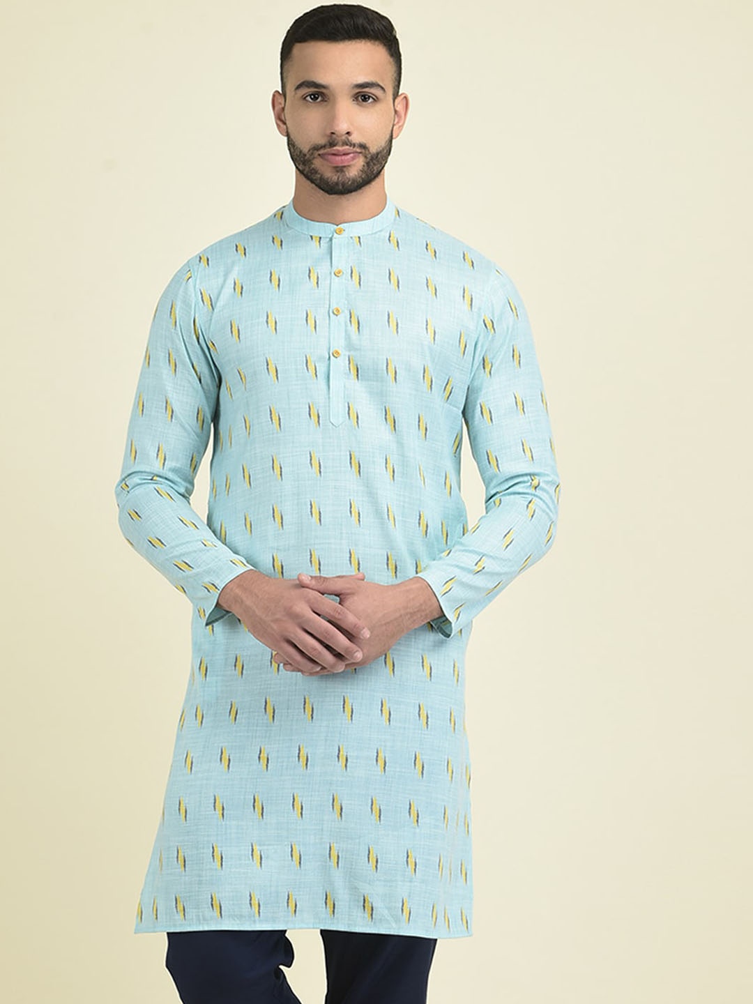 

DEYANN Men Printed Kurta With Pyjamas, Green