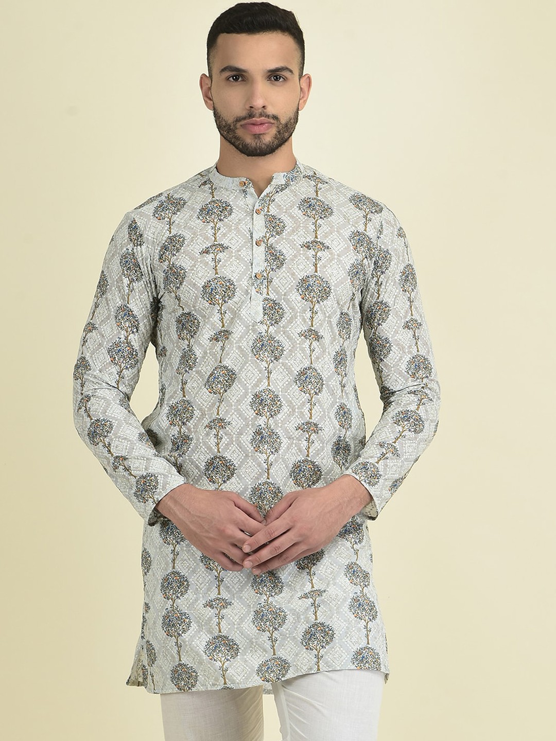 

DEYANN Men Ethnic Motifs Embroidered Kurta with Pyjamas, Off white