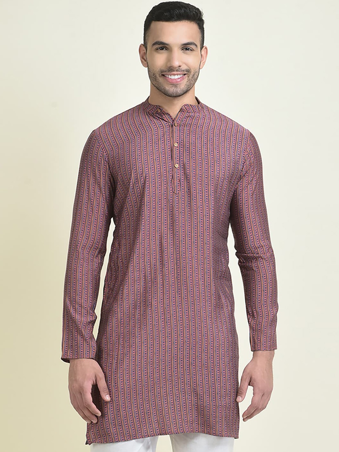 

DEYANN Men Ethnic Motifs Printed Kurta with Pyjamas, Navy blue