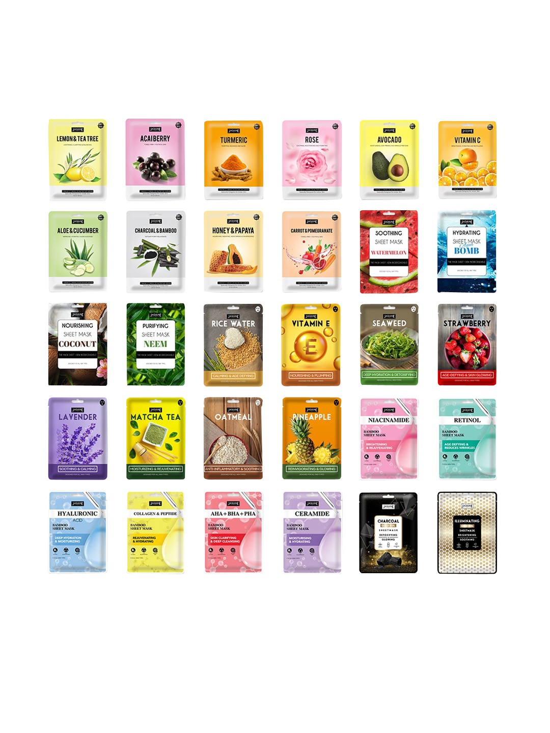 

Jaquline USA Pack of 6 Sheet Mask, White