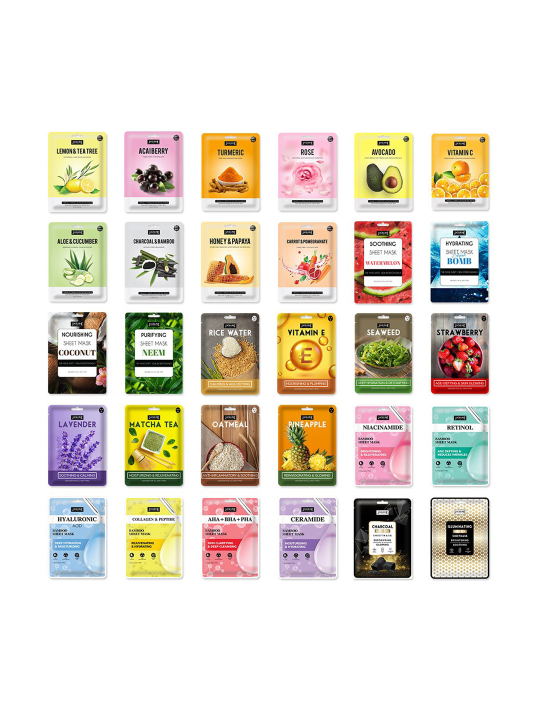 

Jaquline USA Set of 4 Brightening Revitalizing Sheet Masks, White