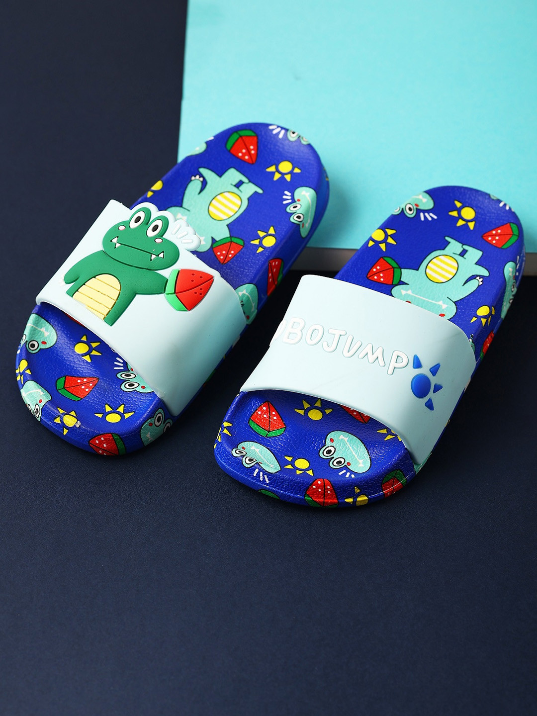 

PASSION PETALS Boys Printed Rubber Sliders, Blue