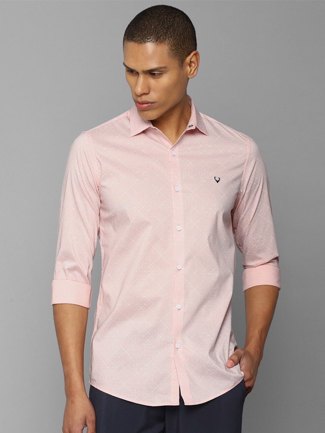 

Allen Solly Men Slim Fit Printed Casual Shirt, Pink