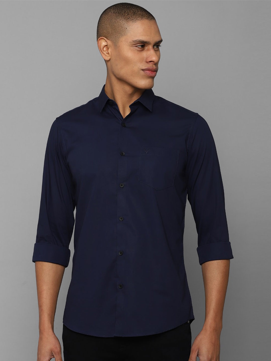 

Allen Solly Men Slim Fit Printed Cotton Casual Shirt, Navy blue