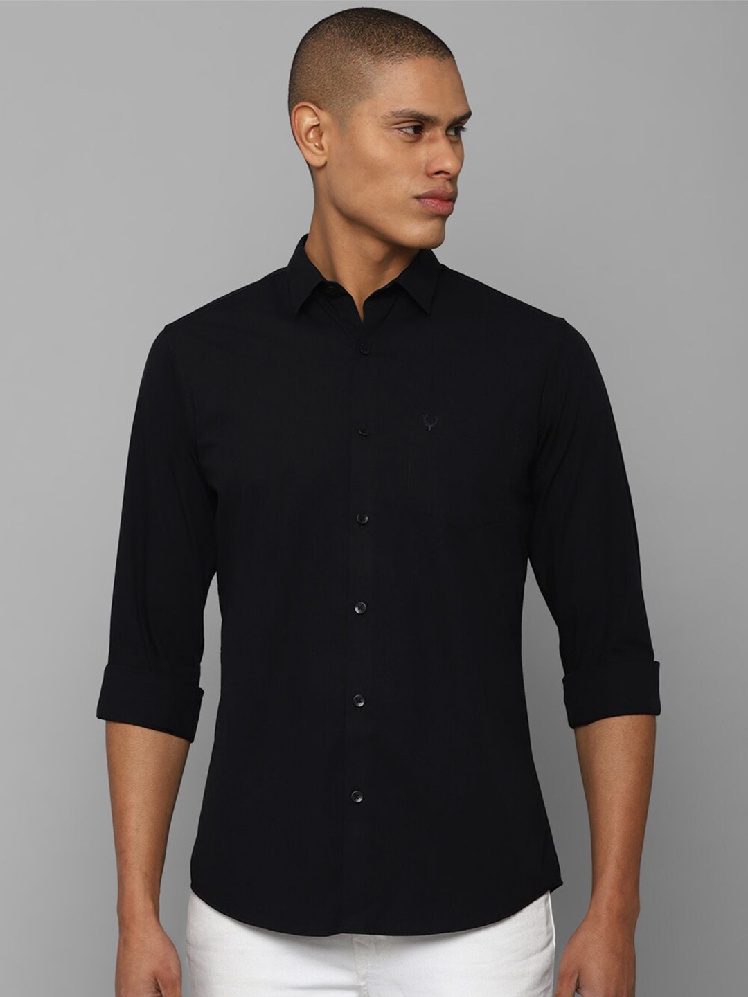 

Allen Solly Men Pure Cotton Slim Fit Casual Shirt, Black