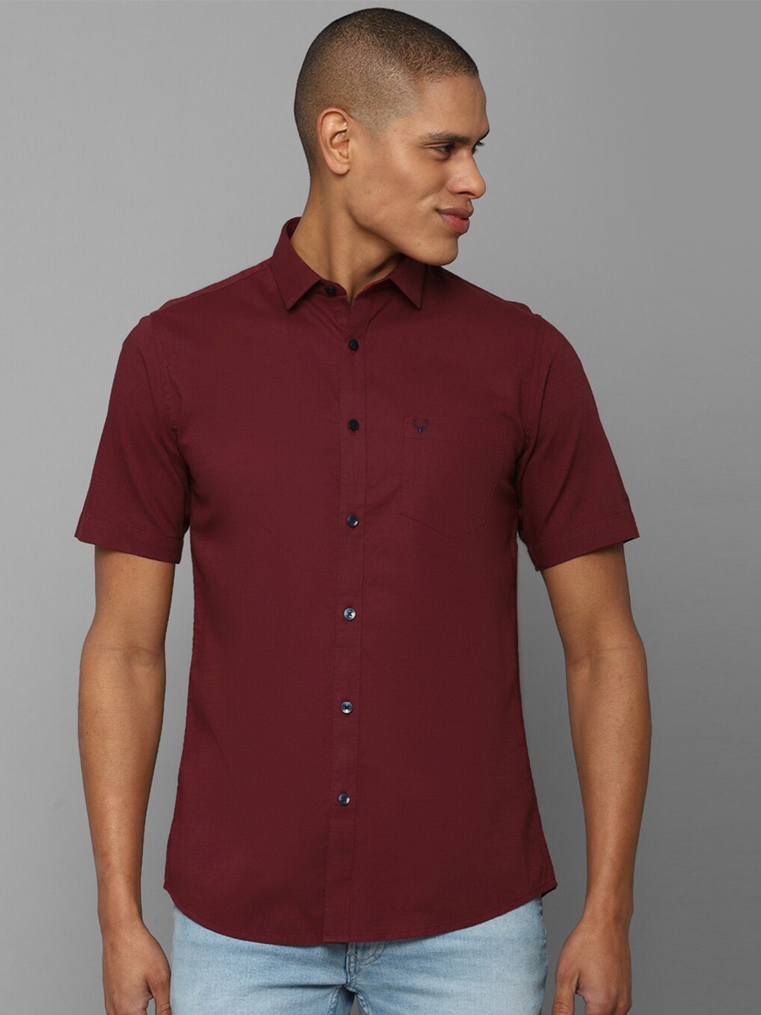 

Allen Solly Men Pure Cotton Slim Fit Casual Shirt, Maroon