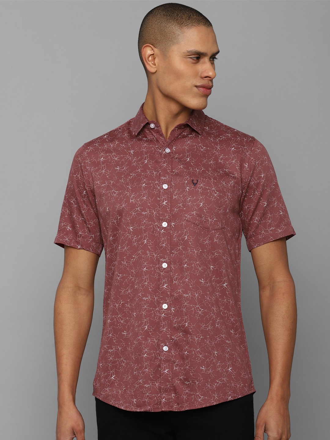 

Allen Solly Men Slim Fit Printed Pure Cotton Casual Shirt, Pink