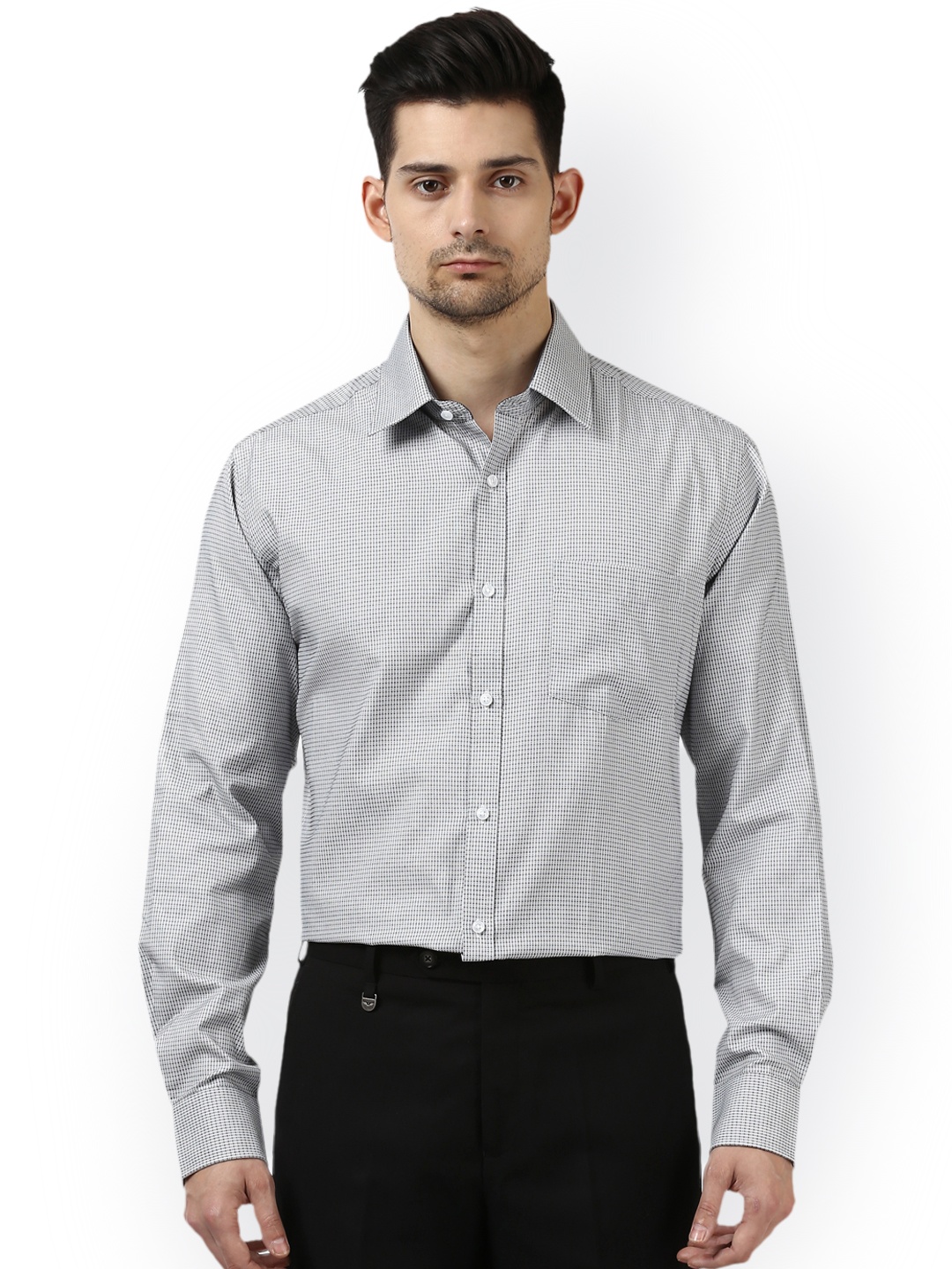

Park Avenue Men Grey Smart Slim Fit Printed Formal Shirt