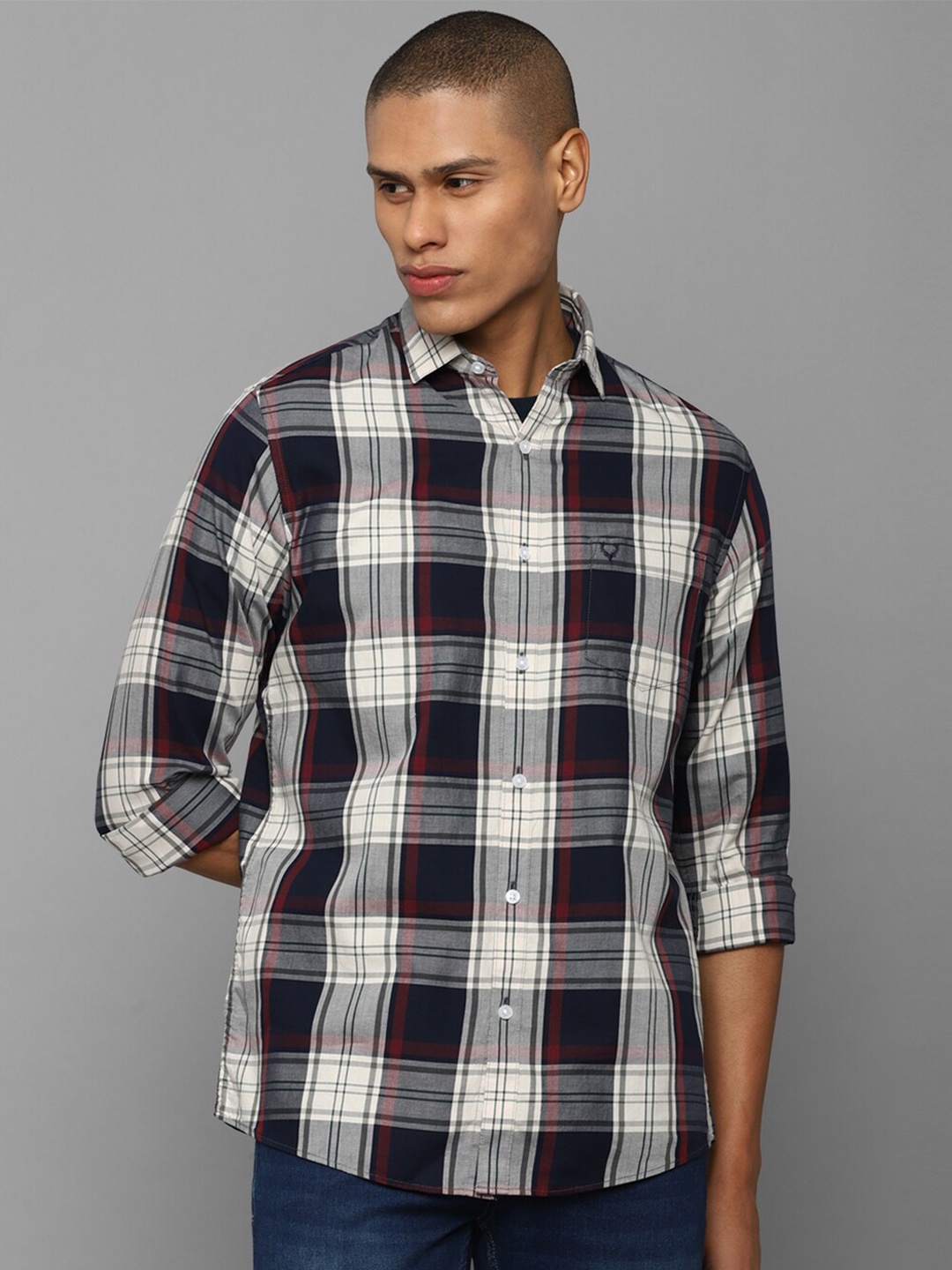 

Allen Solly Men Slim Fit Checked Casual Shirt, Off white