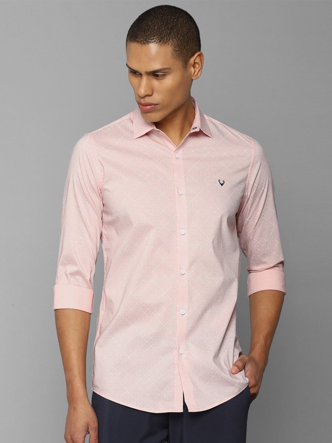 

Allen Solly Men Slim Fit Printed Casual Shirt, Pink