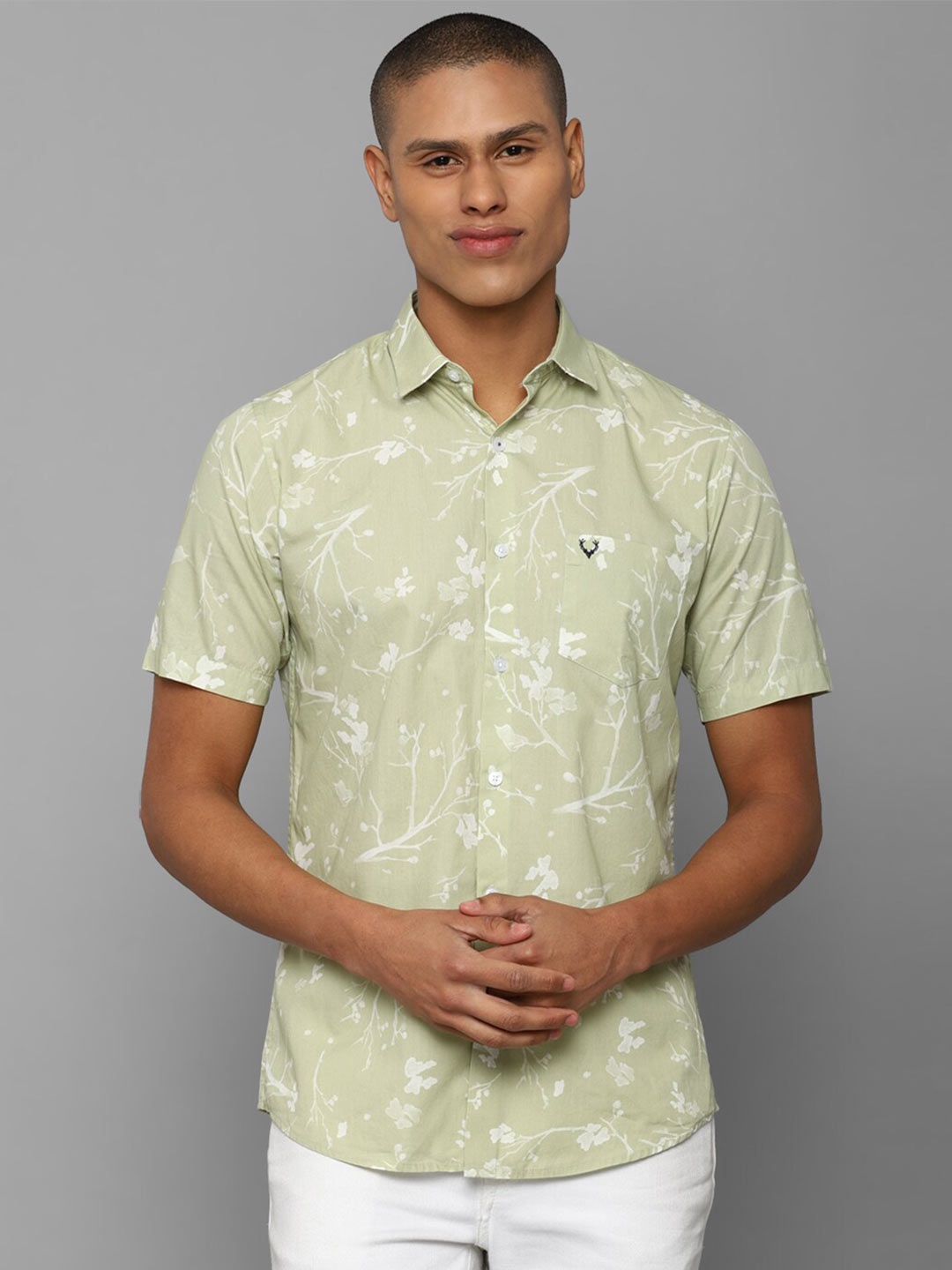 

Allen Solly Men Slim Fit Printed Casual Cotton Shirt, Lime green