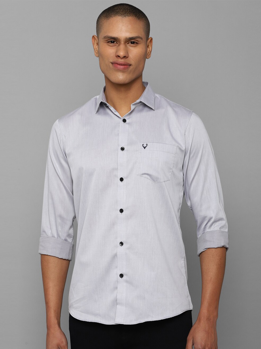 

Allen Solly Men Slim Fit Pure Cotton Casual Shirt, Grey