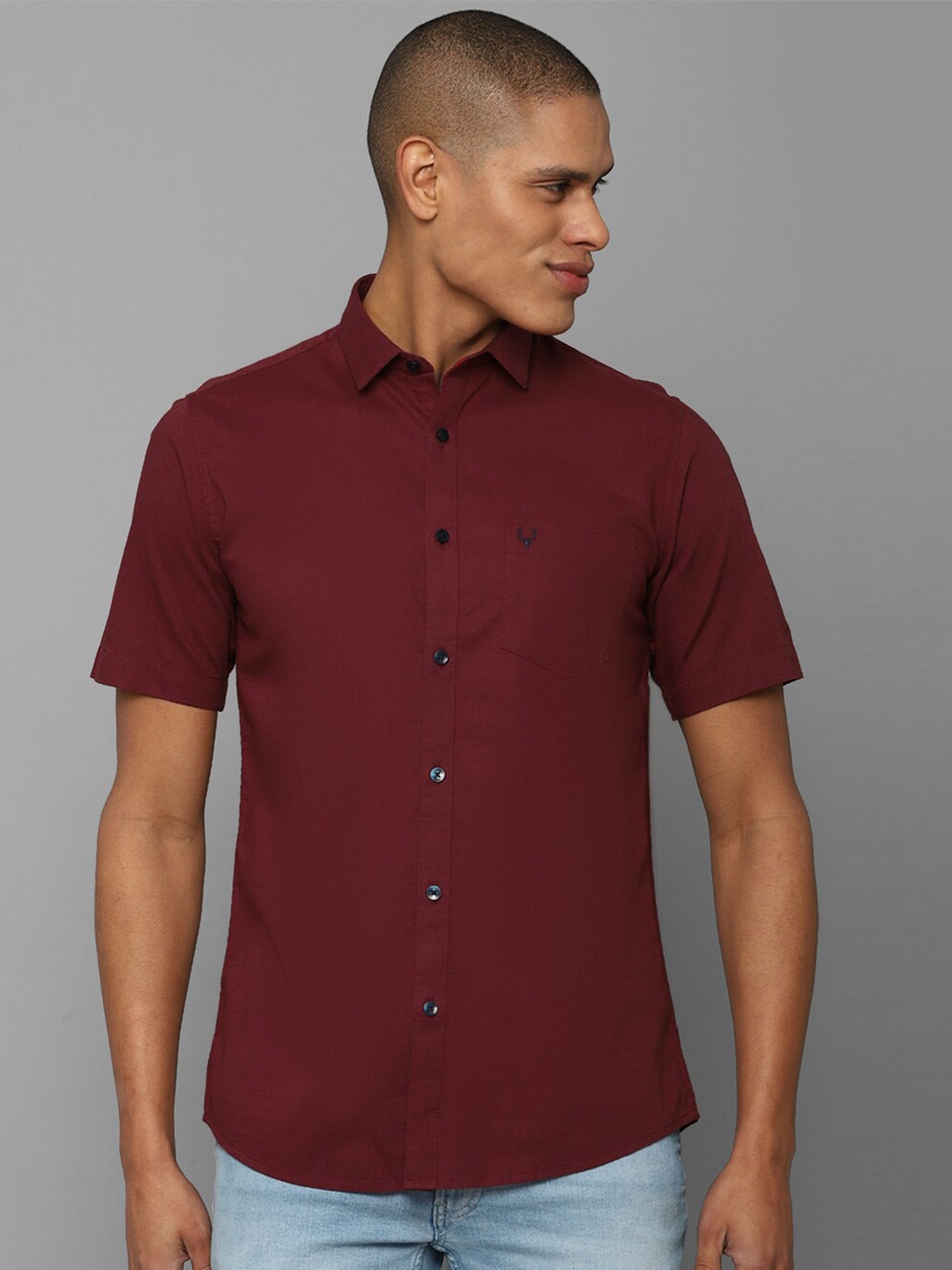 

Allen Solly Men Slim Fit Casual Cotton Shirt, Maroon