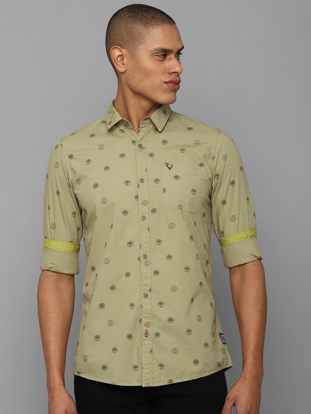 

Allen Solly Sport Men Printed Pure Cotton Casual Shirt, Olive