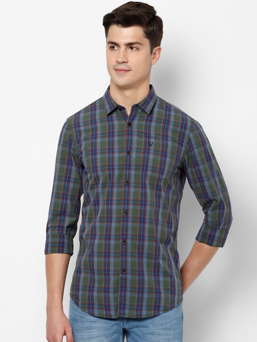 

Allen Solly Sport Men Tartan Checked Pure Cotton Casual Shirt, Grey