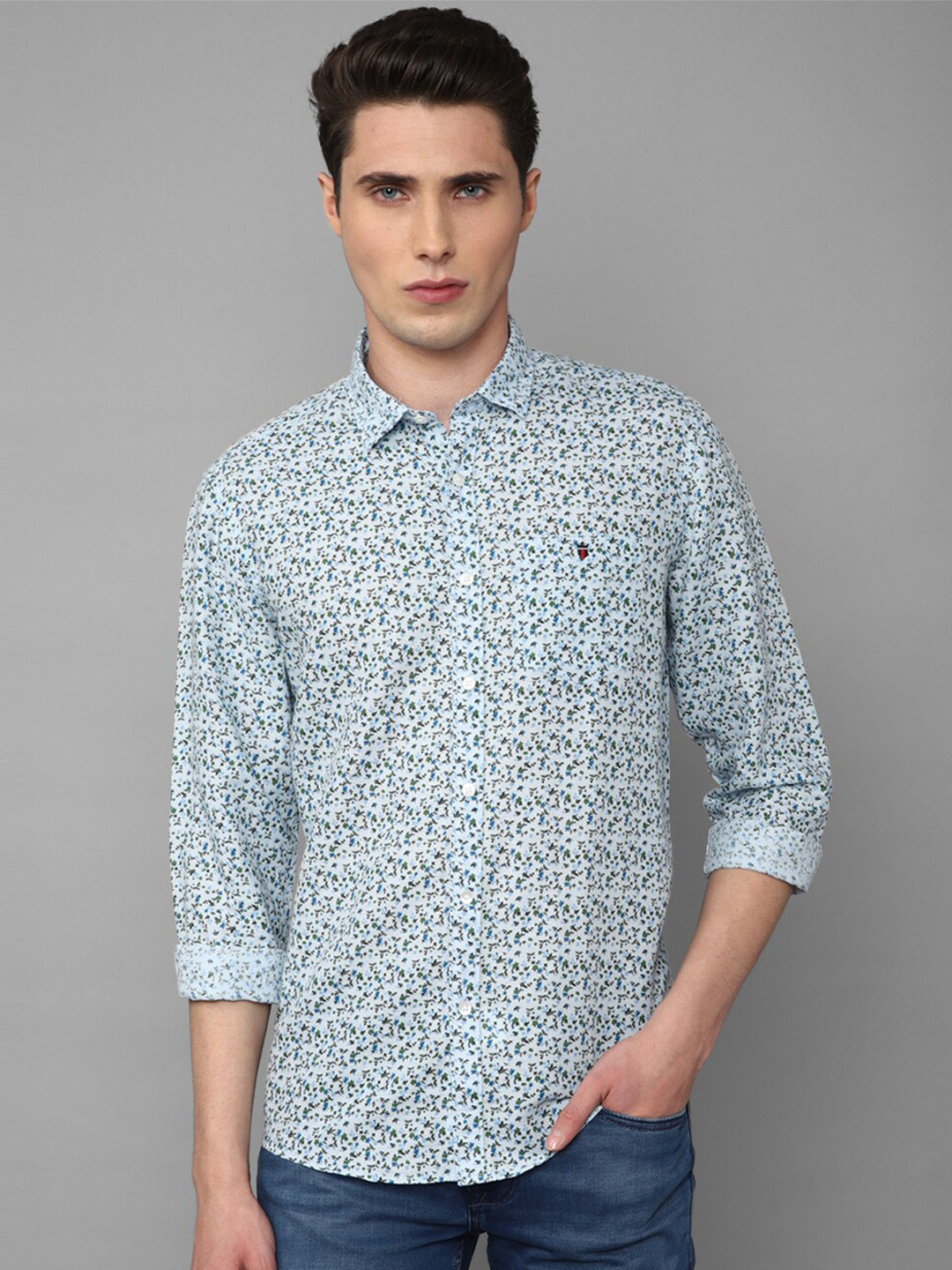 

Louis Philippe Jeans Men Slim Fit Floral Printed Casual Shirt, Blue