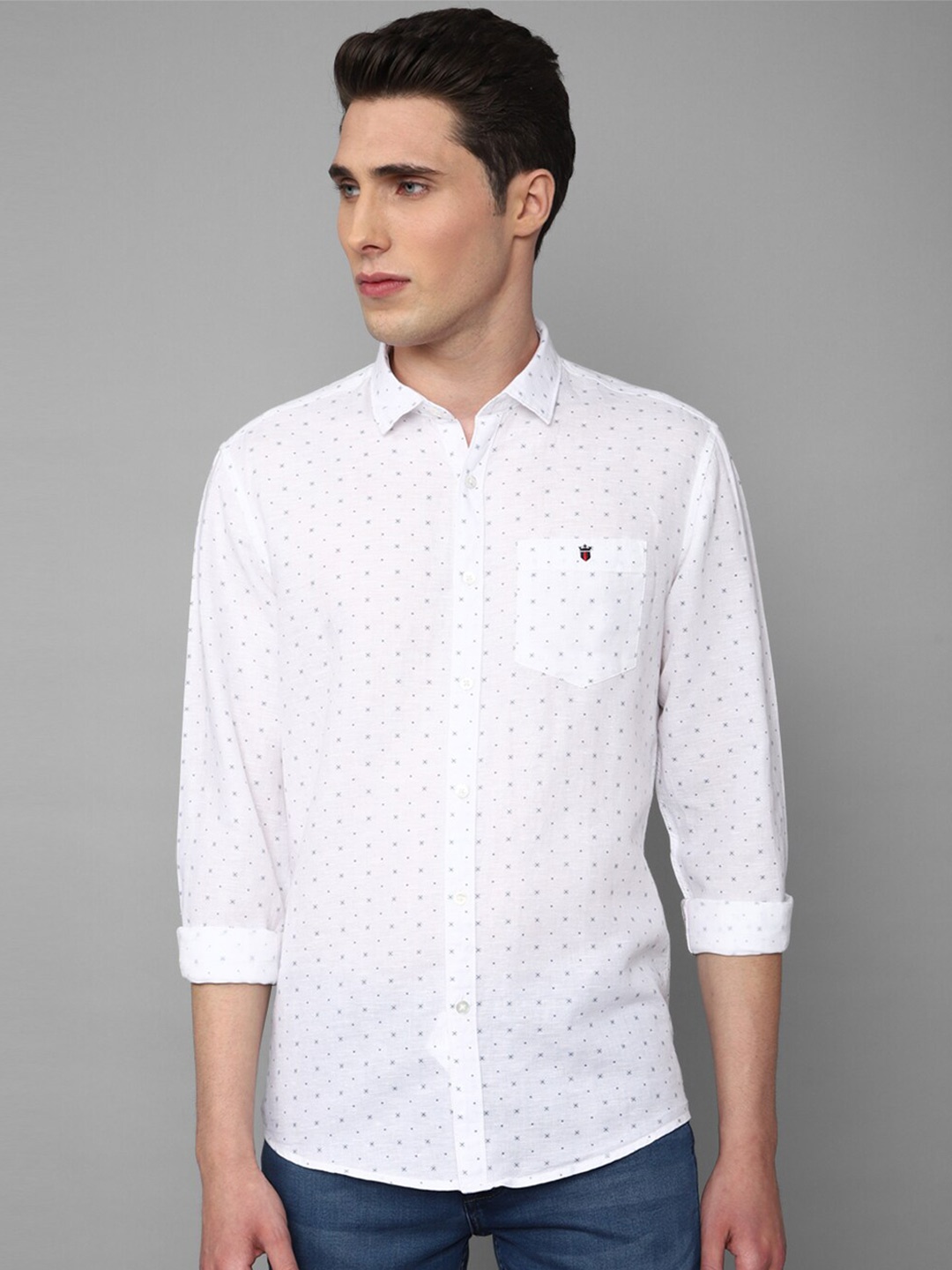 

Louis Philippe Jeans Men Slim Fit Printed Pure Cotton Casual Shirt, White