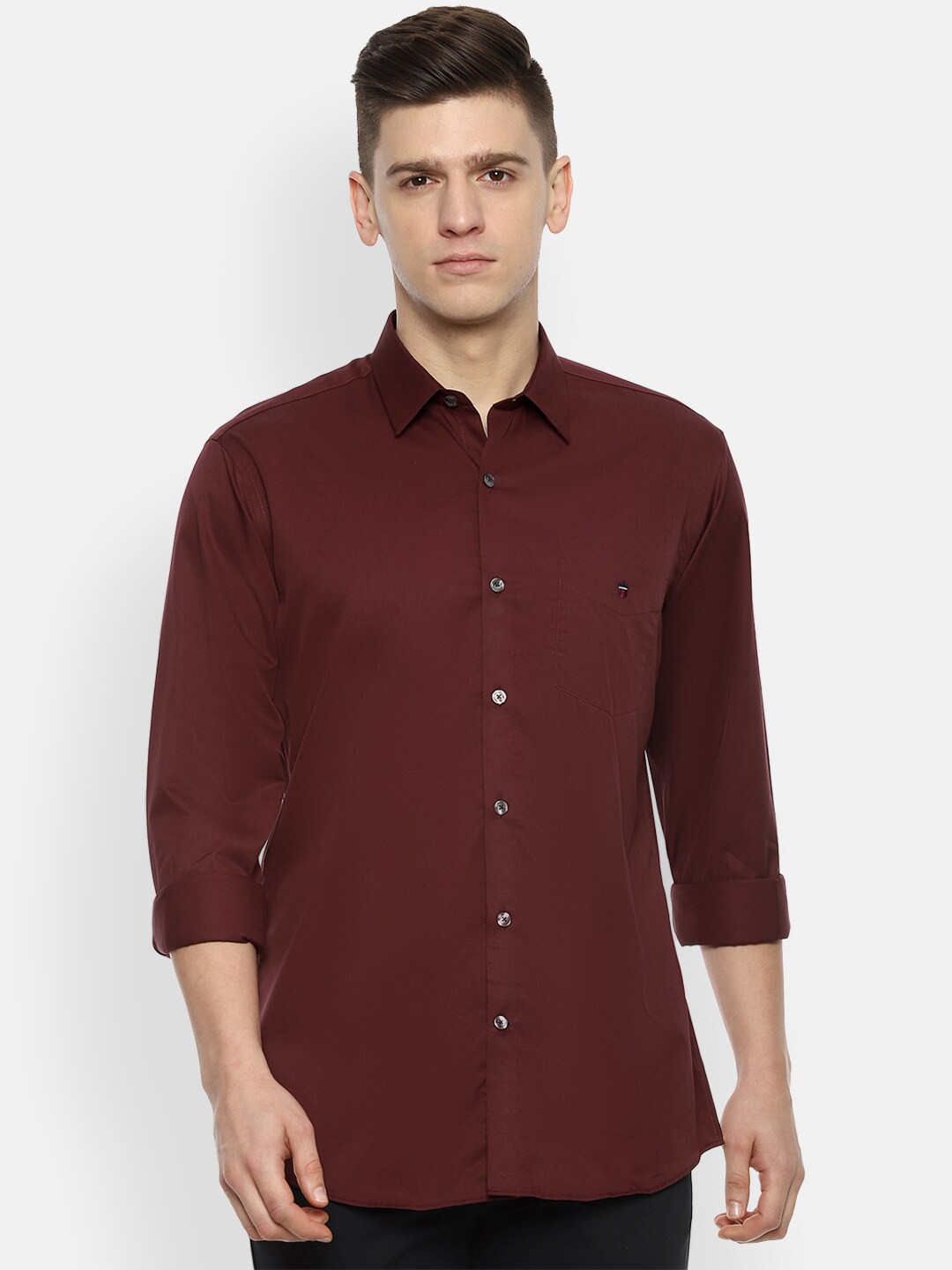 

Louis Philippe Sport Men Slim Fit Pure Cotton Casual Shirt, Maroon