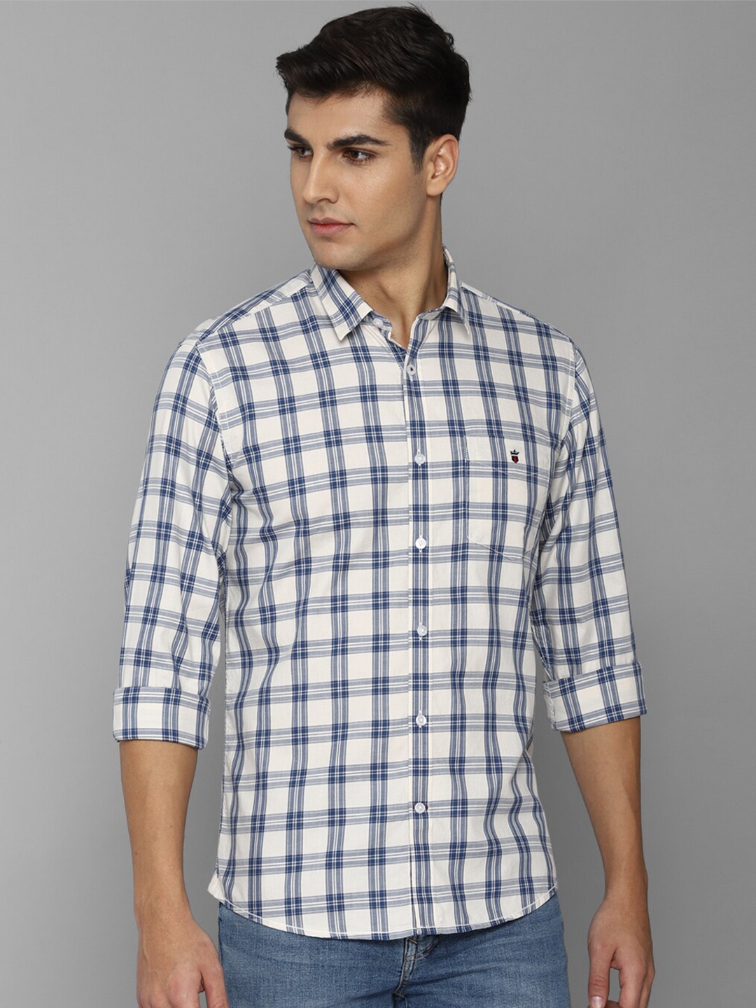 

Louis Philippe Sport Men Slim Fit Tartan Checks Pure Cotton Casual Shirt, Cream