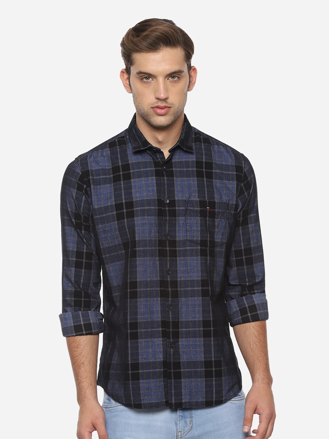 

Louis Philippe Sport Men Slim Fit Checked Pure Cotton Casual Shirt, Purple