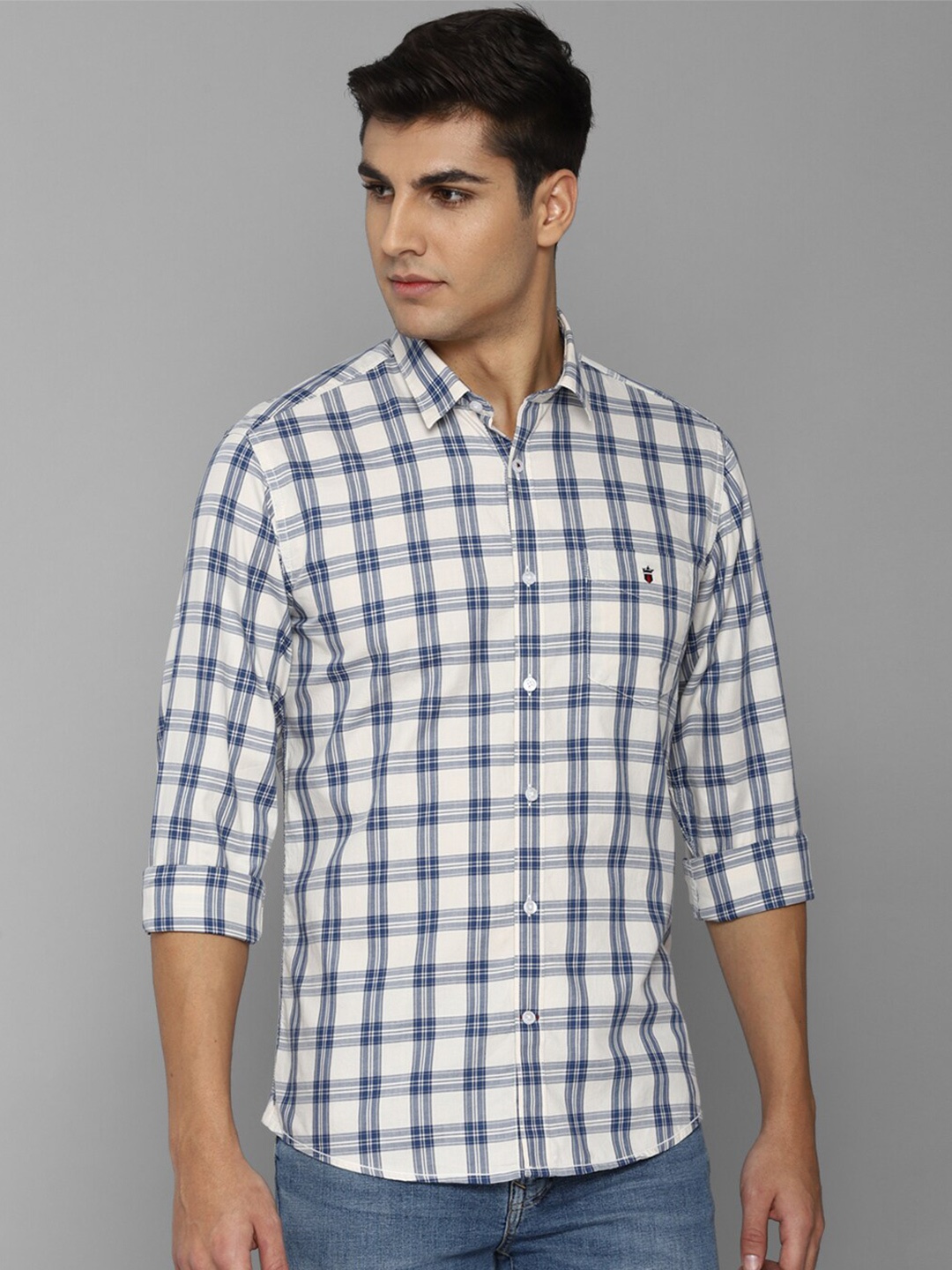 

Louis Philippe Sport Men Slim Fit Tartan Checks Pure Cotton Casual Shirt, Off white