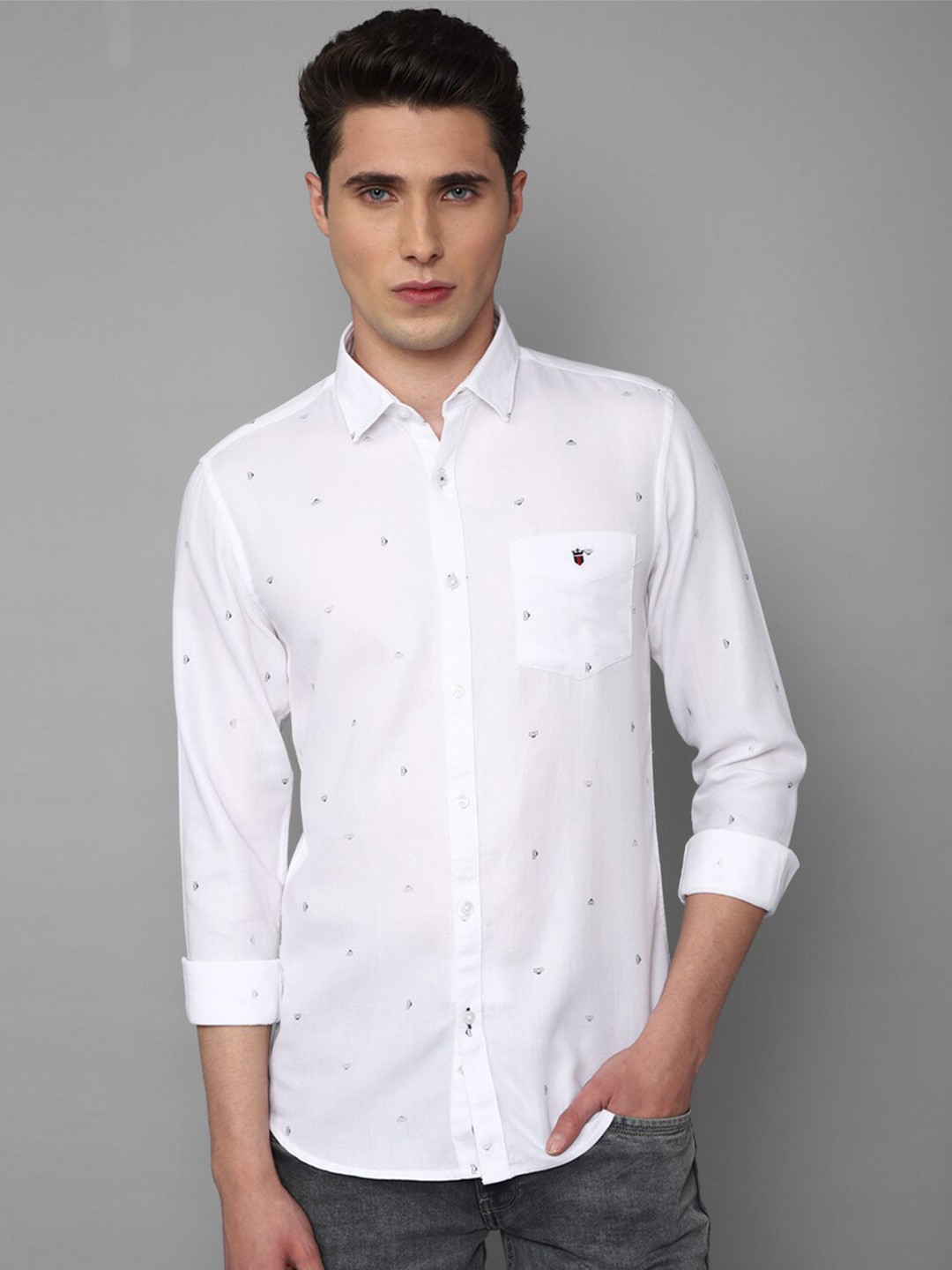

Louis Philippe Sport Men Slim Fit Printed Pure Cotton Casual Shirt, White