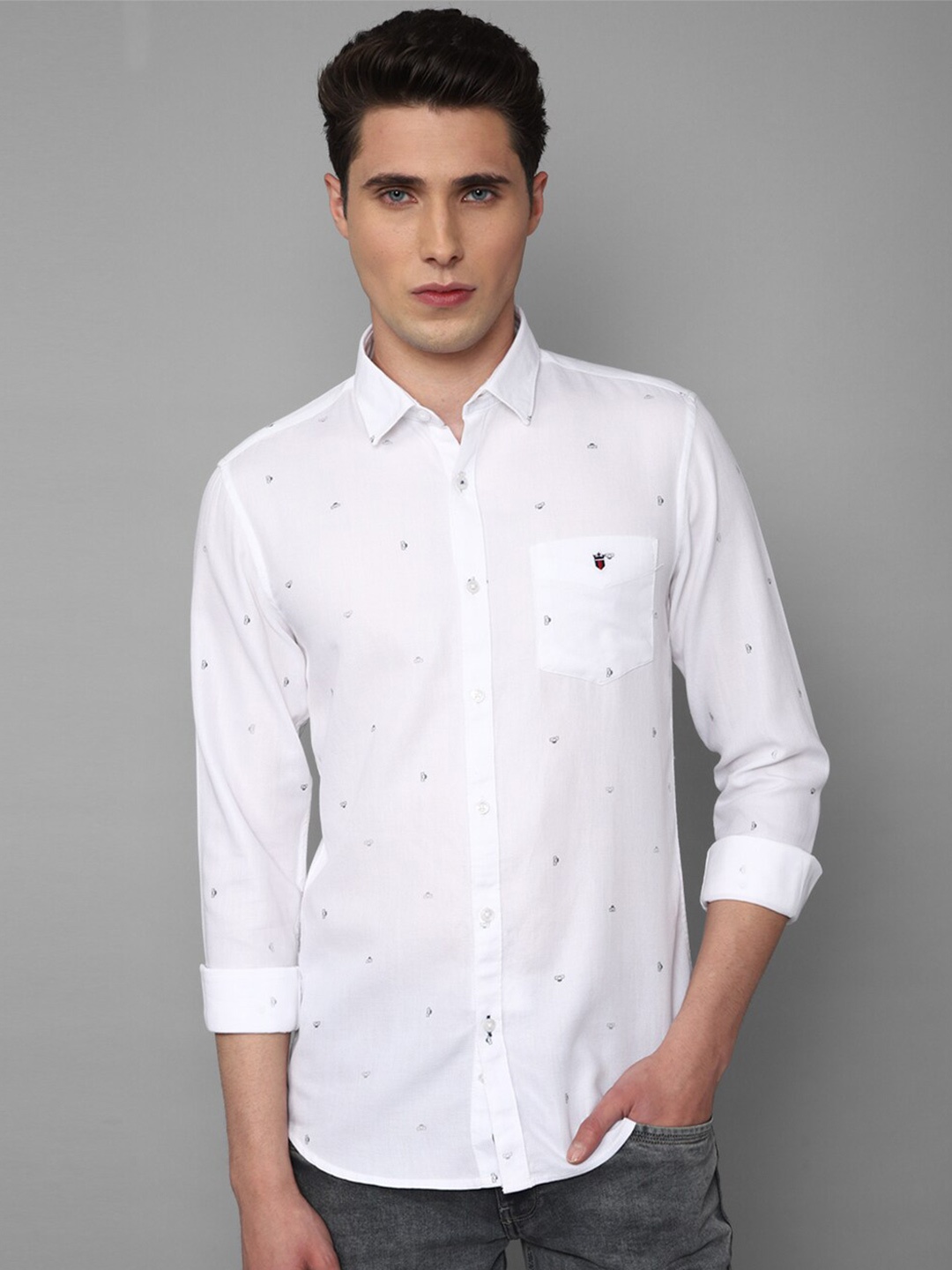 

Louis Philippe Sport Men Pure Cotton Slim Fit Printed Casual Shirt, White