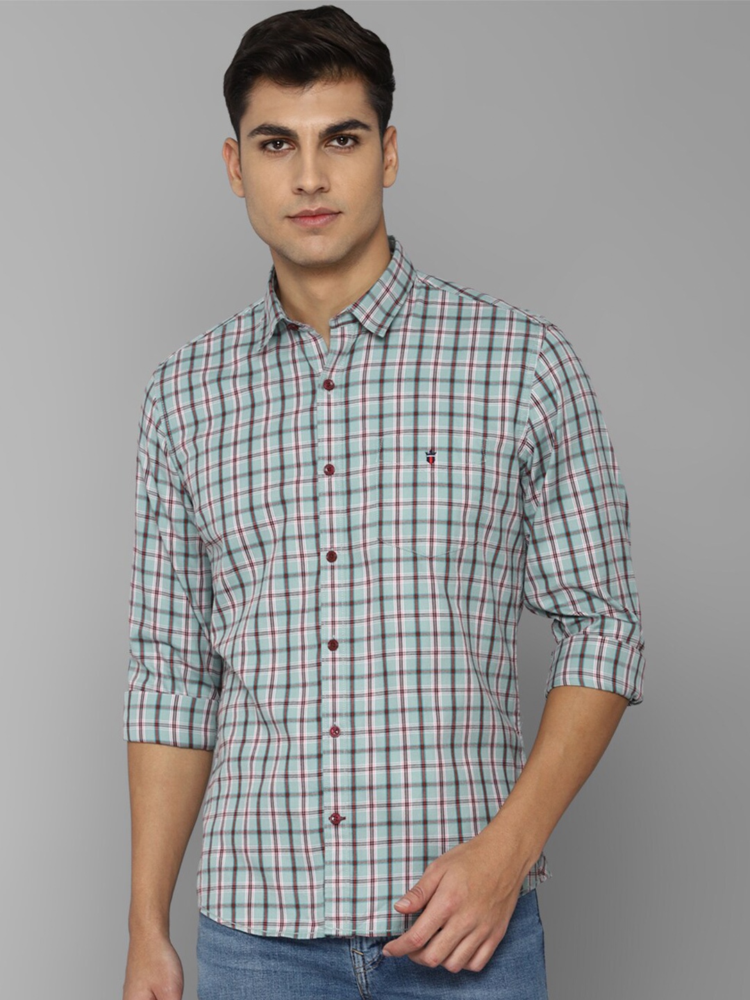 

Louis Philippe Sport Men Slim Fit Tartan Checked Pure Cotton Casual Shirt, Green