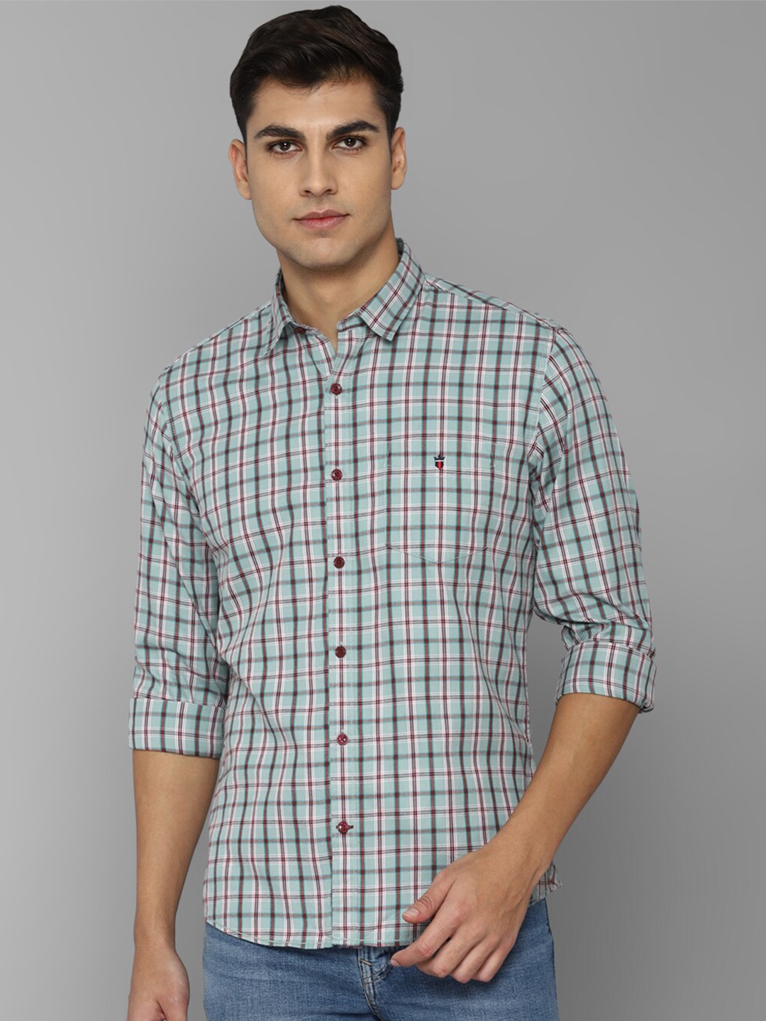 

Louis Philippe Sport Men Slim Fit Tartan Checked Pure Cotton Casual Shirt, Green