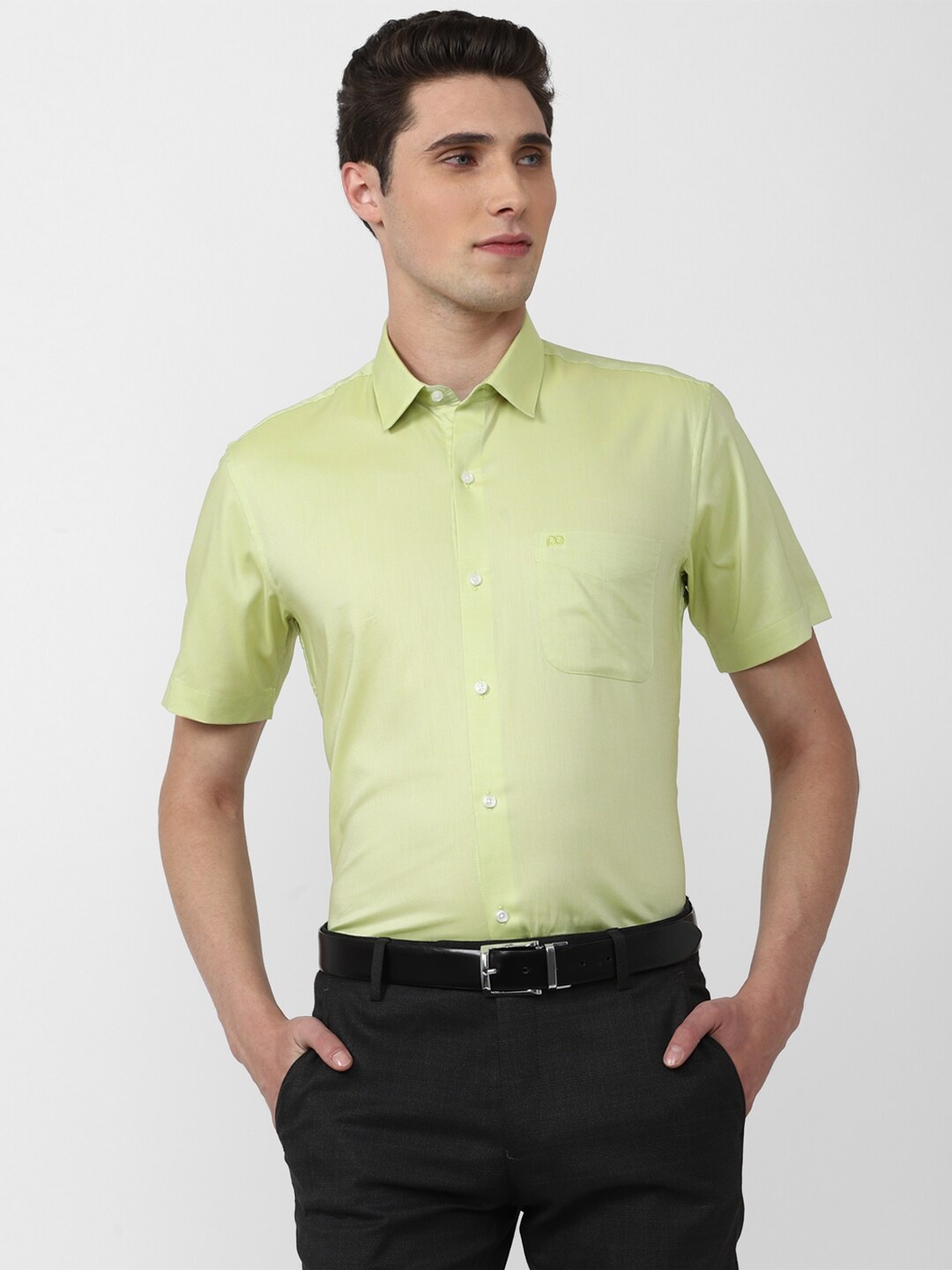 

Peter England Men Solid Formal Shirt, Lime green