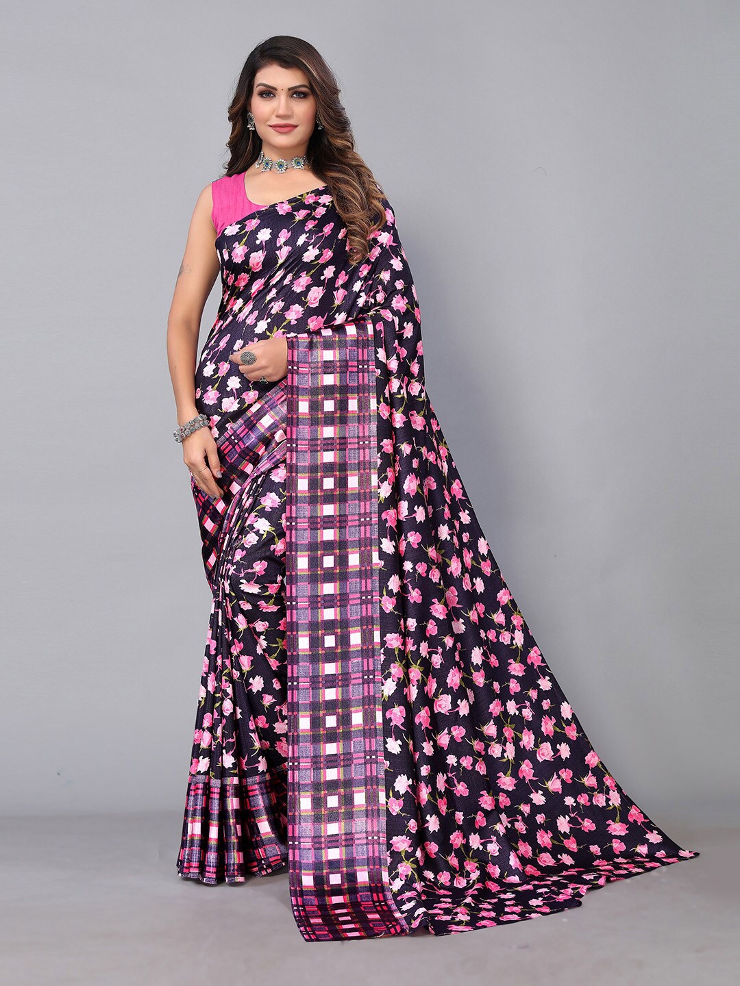 

HRITIKA Floral Pure Georgette Saree, Purple