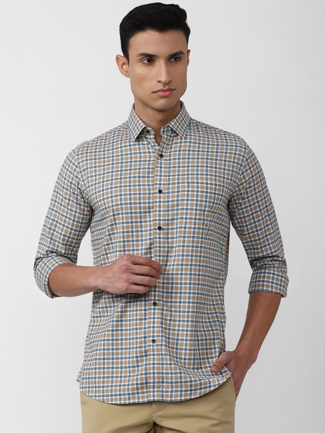 

Van Heusen Sport Men Slim Fit Checked Formal Shirt, Grey