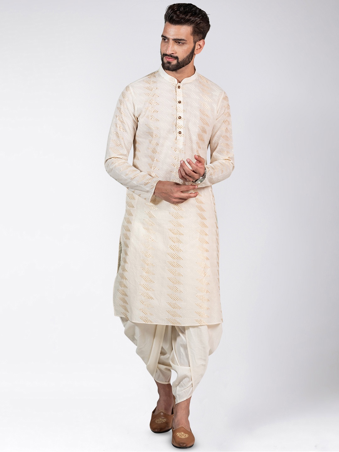 

KISAH Men Kurta with Dhoti Pants, White