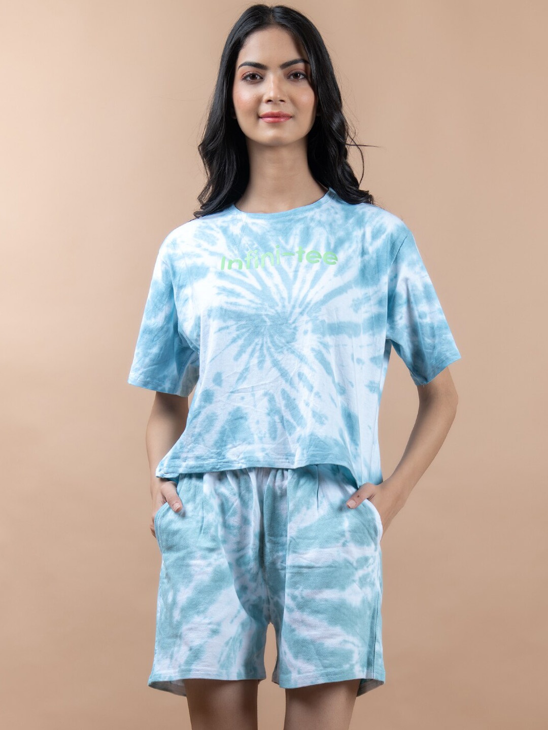 

Tistabene Women Printed Pure Cotton Co-Ords, Blue