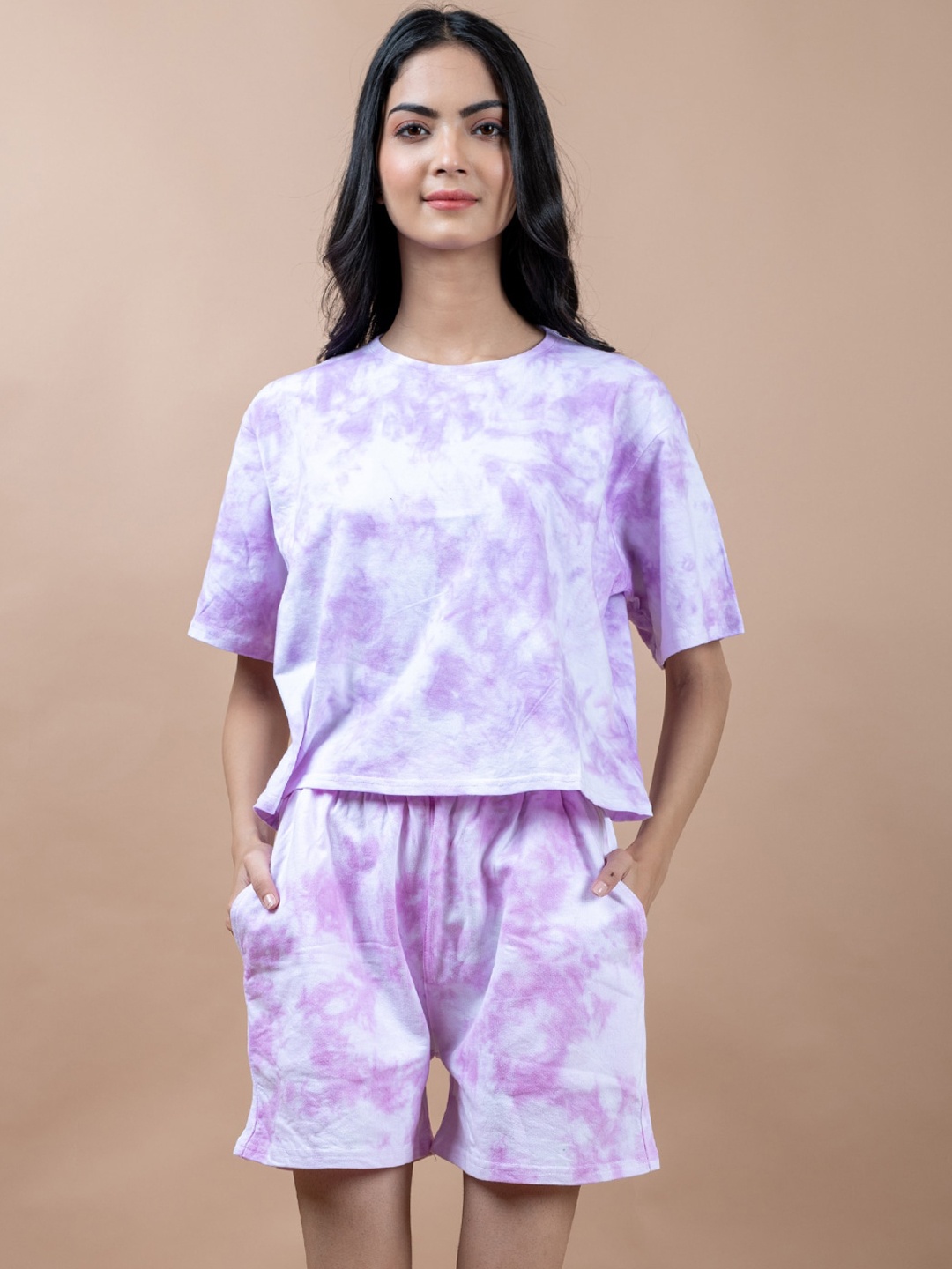 

Tistabene Women Tie & Dye Printed Co-Ords, Purple