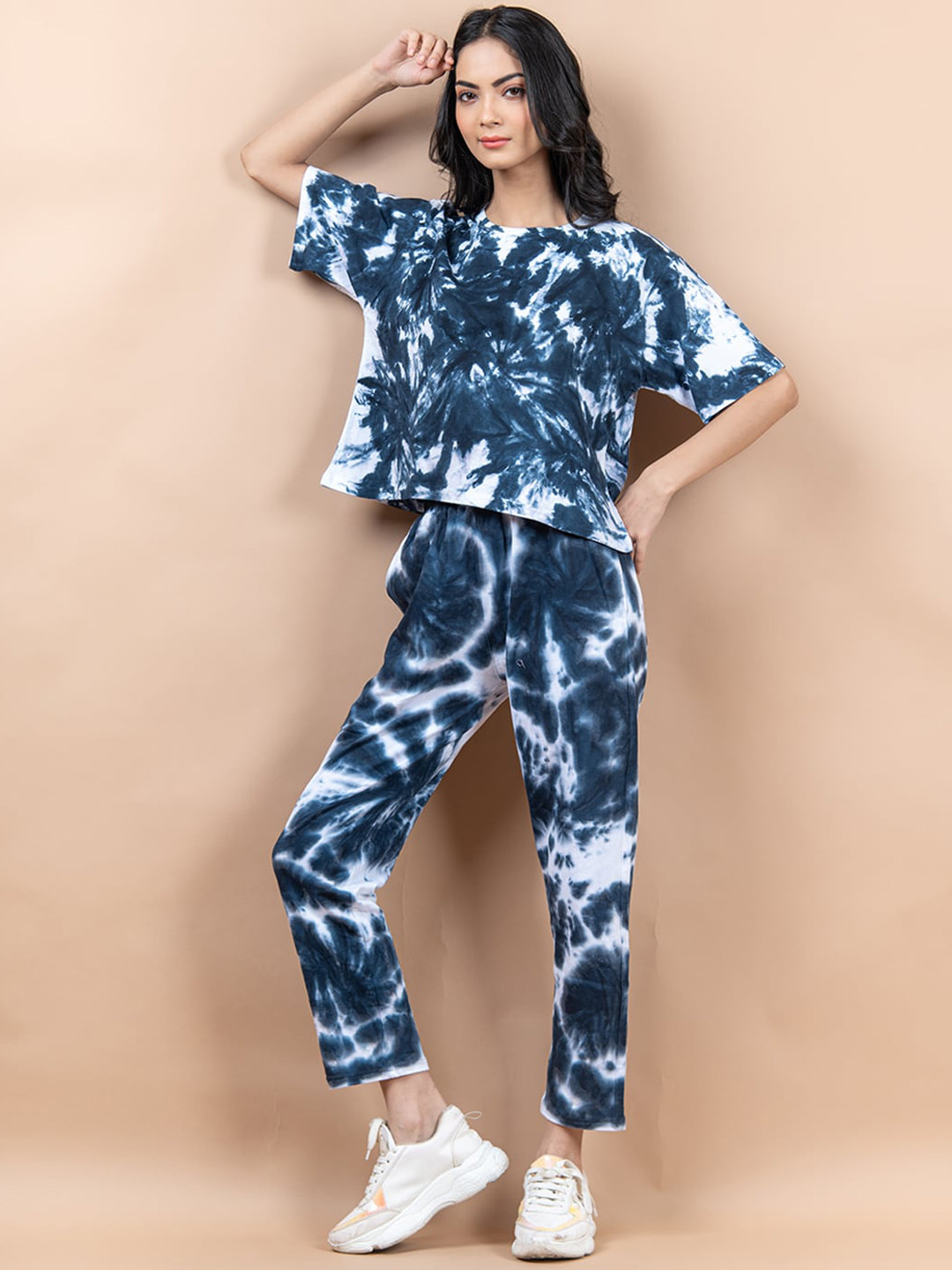 

Tistabene Women Tie-Dye Printed Cotton Co-Ords, Blue